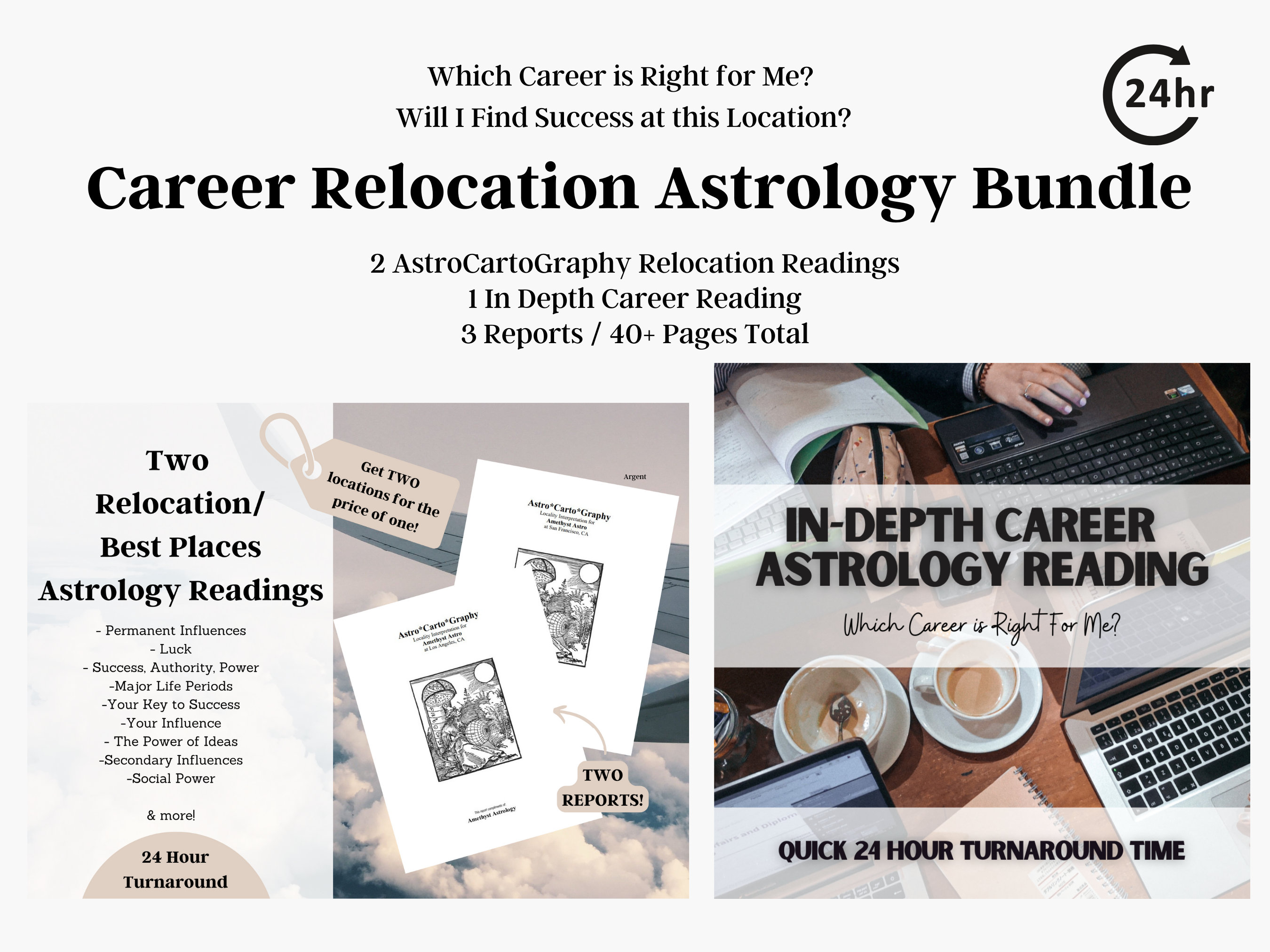 Career Relocation Astrology Bundle, AstroCartoGraphy Reading, Birth Natal Chart Analysis, Wealth and Money, Christmas Holiday Gift