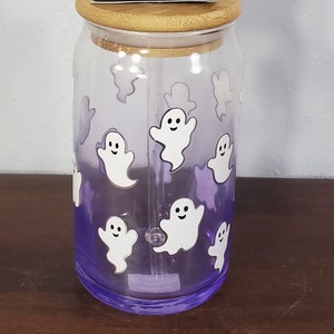 Color Changing Ghosts Glass Tumbler, Halloween Glass Cup, Iced Coffee  Glass, Coffee Lover Gift, Spoo…See more Color Changing Ghosts Glass  Tumbler