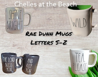 Tazas auténticas de Rae Dunn con letras de la S a la Z / Tazas de café de Rae Dunn / Decoración de bar de café de Rae Dunn / Regalo de Rae Dunn con opción de personalizar