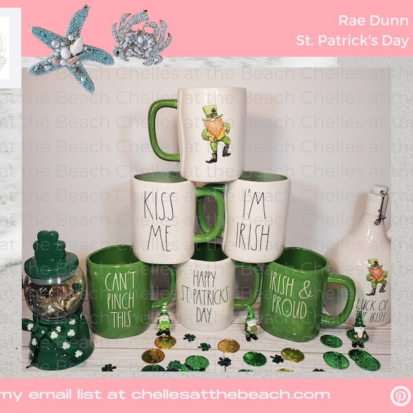 Authentic Rae Dunn Mugs for St Patrick's Day | St Patricks Day Gnome mug | Irish Coffee Mug | Rae Dunn mug with option to personalize