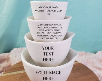 Customizable Rae Dunn White Ceramic Measuring Cups - Set of 4