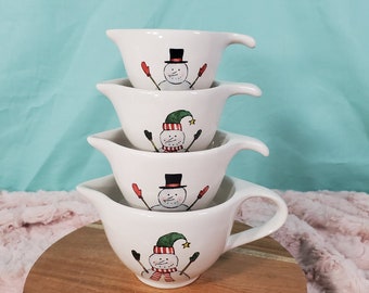 Rae Dunn Christmas Measuring Cups - Watercolor Snowmen