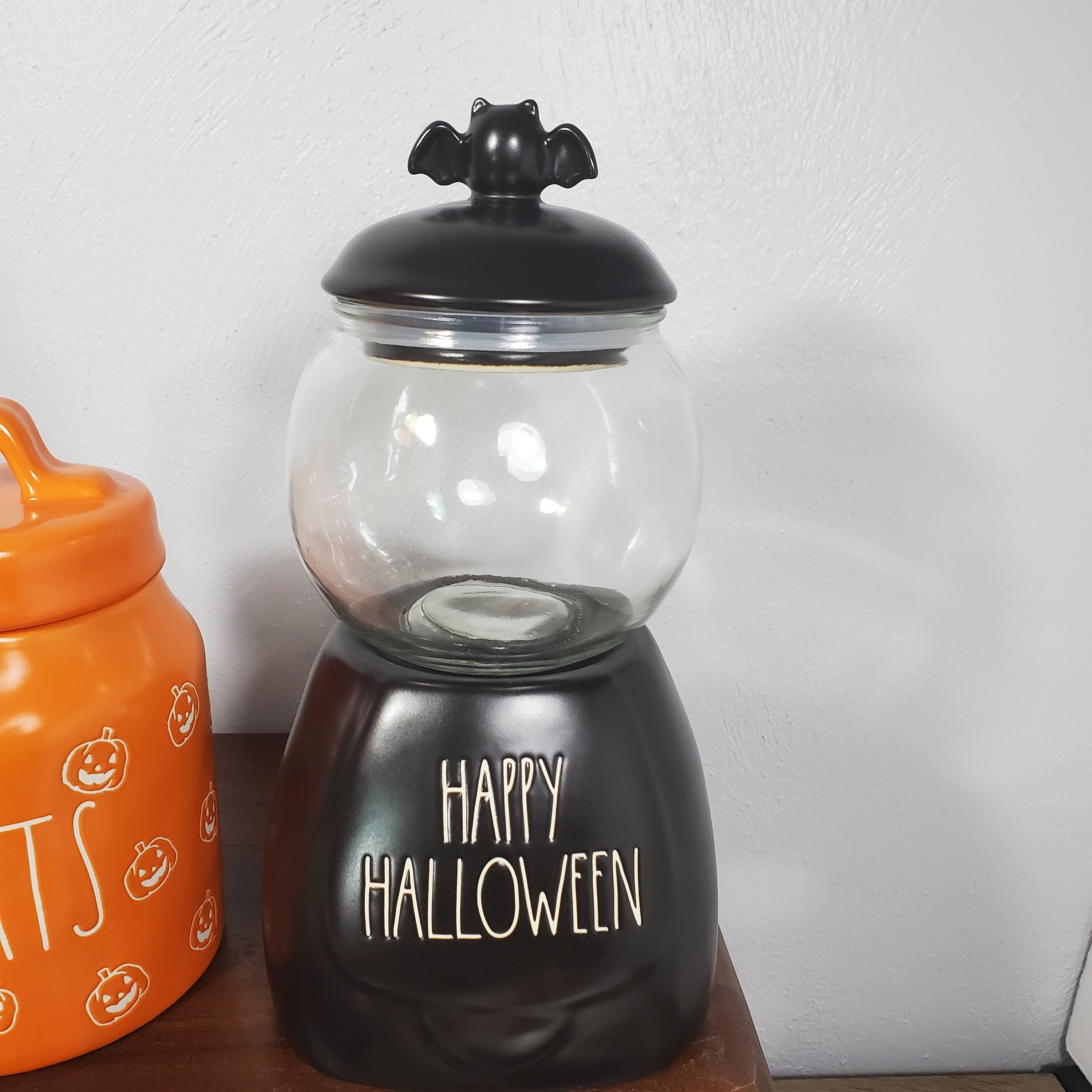 Rae Dunn Black Ceramic Halloween Canister WITCH & FAMOUS