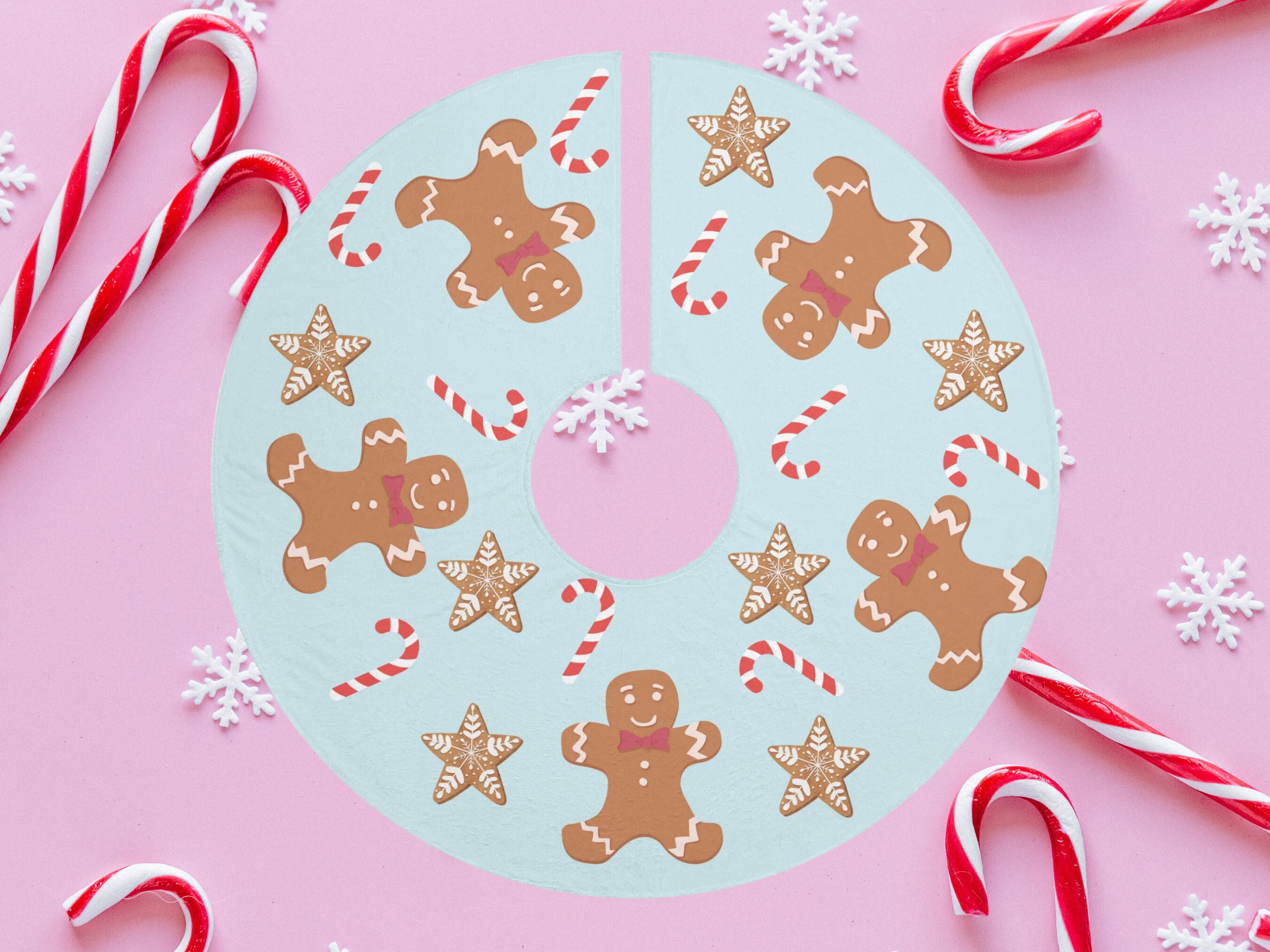 Cute Pink Christmas Wrapping Paper Thick Gingerbread Cookie Gift