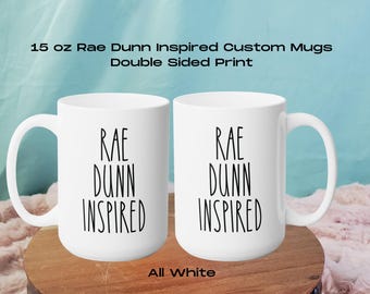 Custom Rae Dunn Inspired Mugs. Personalized Coffee Mug Gift. 15 oz Custom Mugs. Personalized Coffee cup for gift.