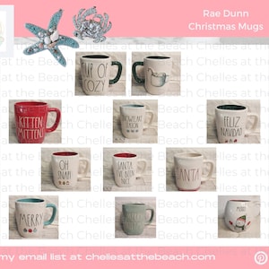 Rae Dunn Christmas Mugs. Rae Dunn Christmas Dog and Cat lover mugs, New release Mason jar mugs with cookie cutters and camping style mugs.