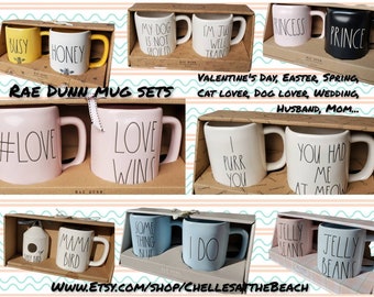 Authentische Rae Dunn Tassen-Sets- Rae Dunn Paar Kaffeetassen | Keramik Kaffeetassen Personalisiert