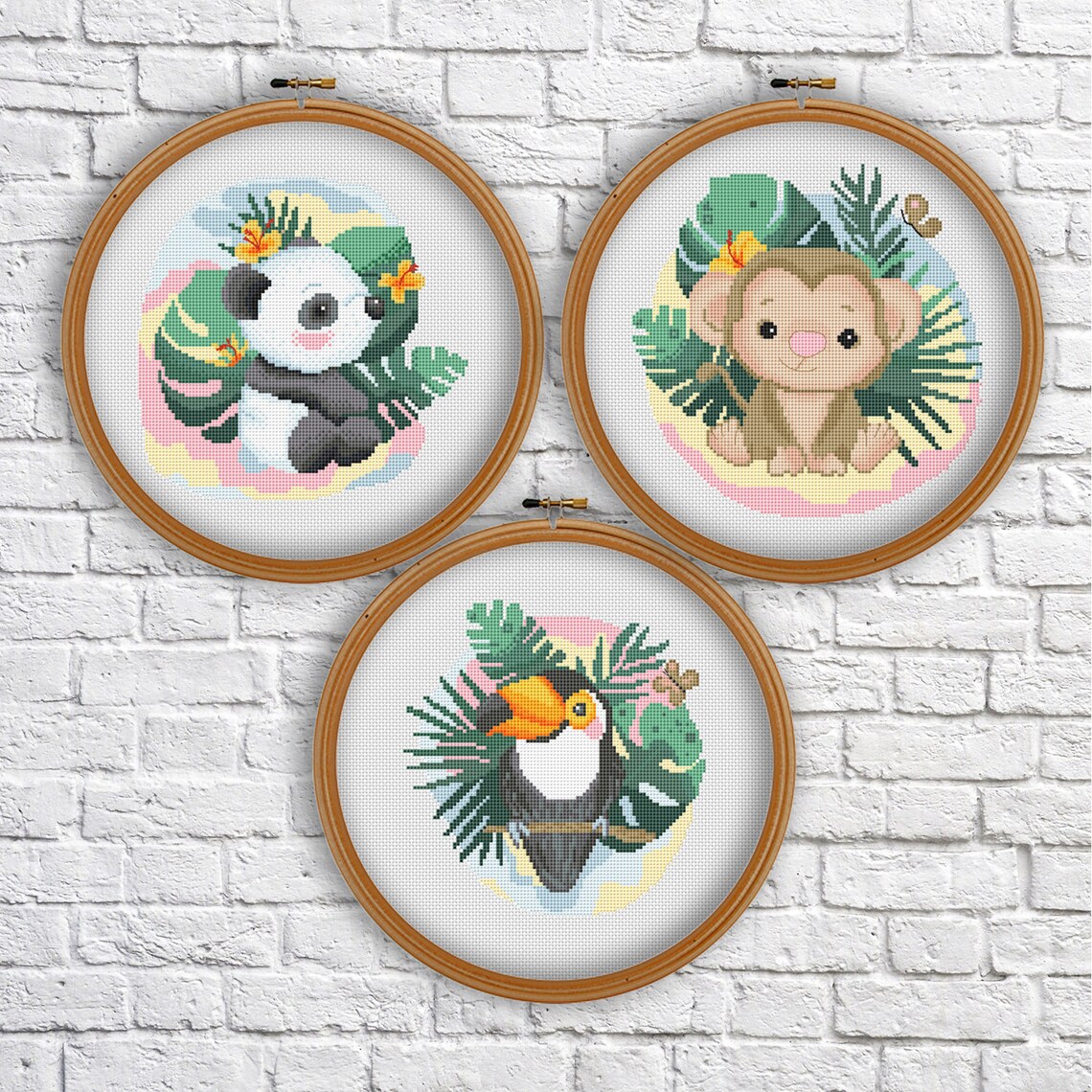 Jungle SET Cross Stitch Pattern Animal Modern Cross Stitch Etsy Jungle animals cross stitch patterns pdf gift set of 5