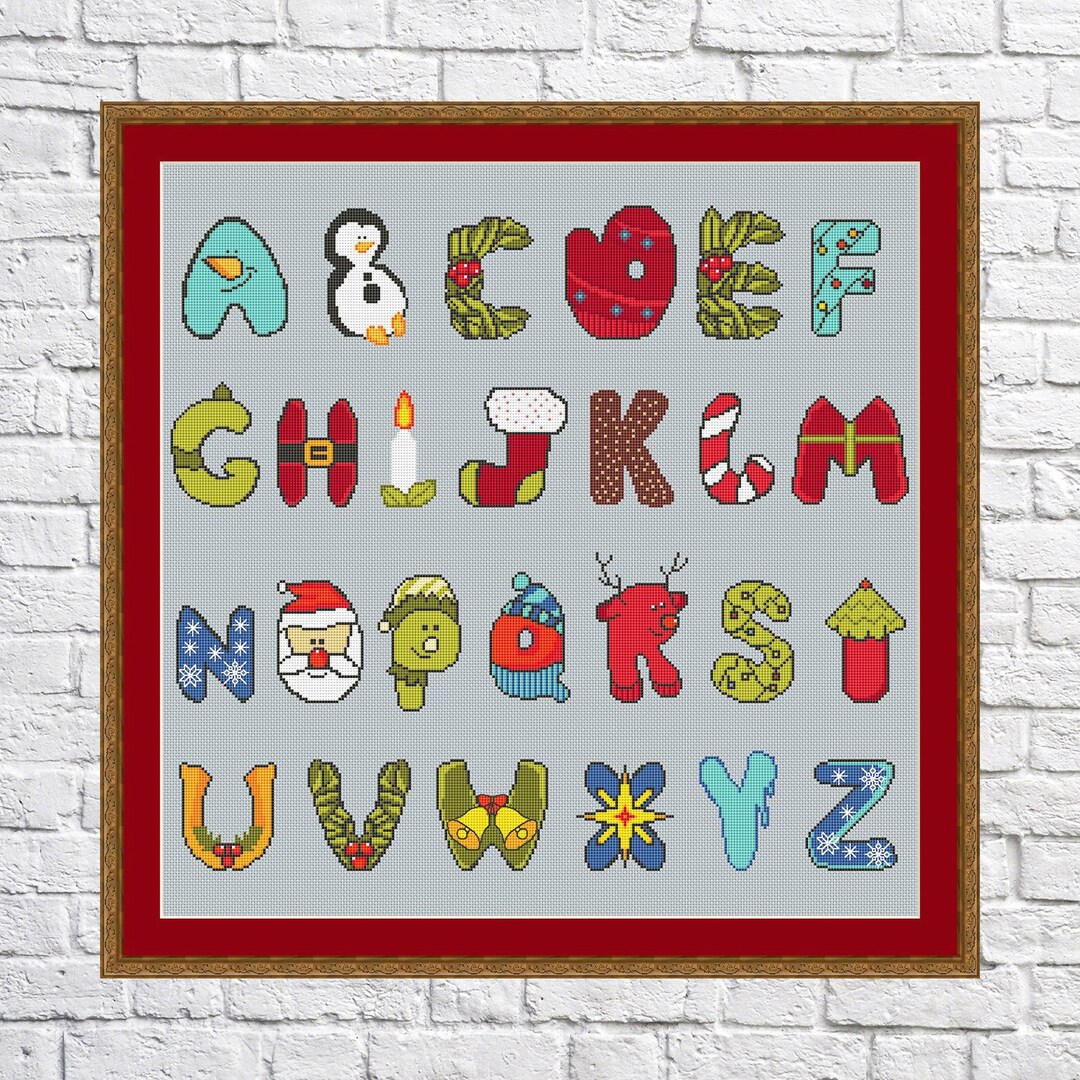 Christmas Alphabet Cross Stitch Pattern Holidays Modern Etsy