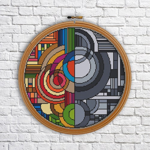 Abstract Triangle Design Cross Stitch Pattern Geometric Etsy
