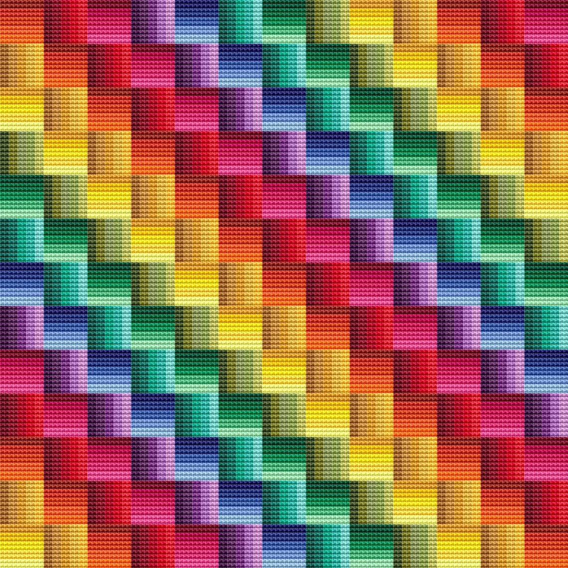 Geometric Cross Stitch Pattern Rainbow Colors Modern Cross Etsy