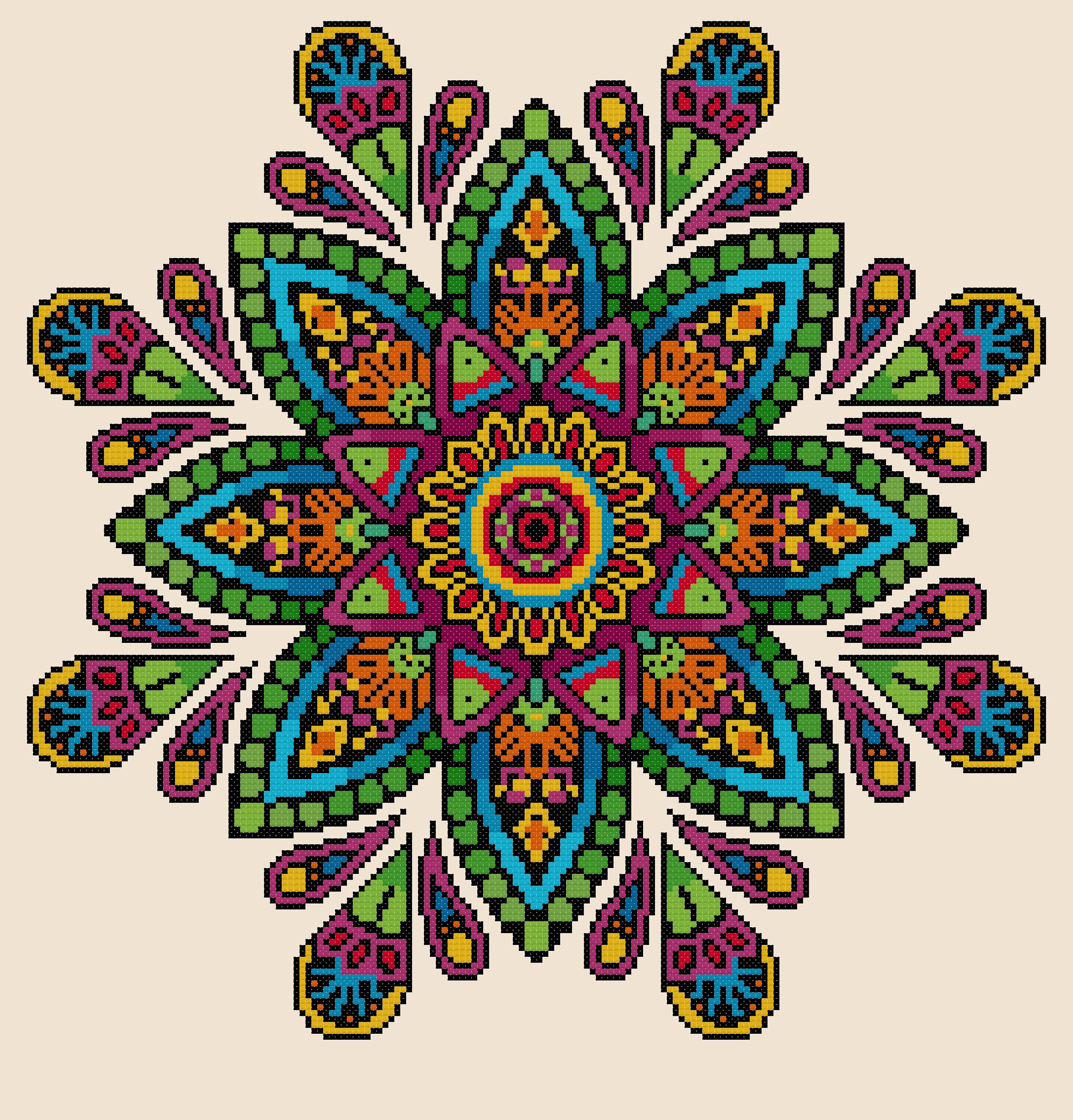Mandala Cross Stitch Pattern Flower Designmodern Cross Etsy