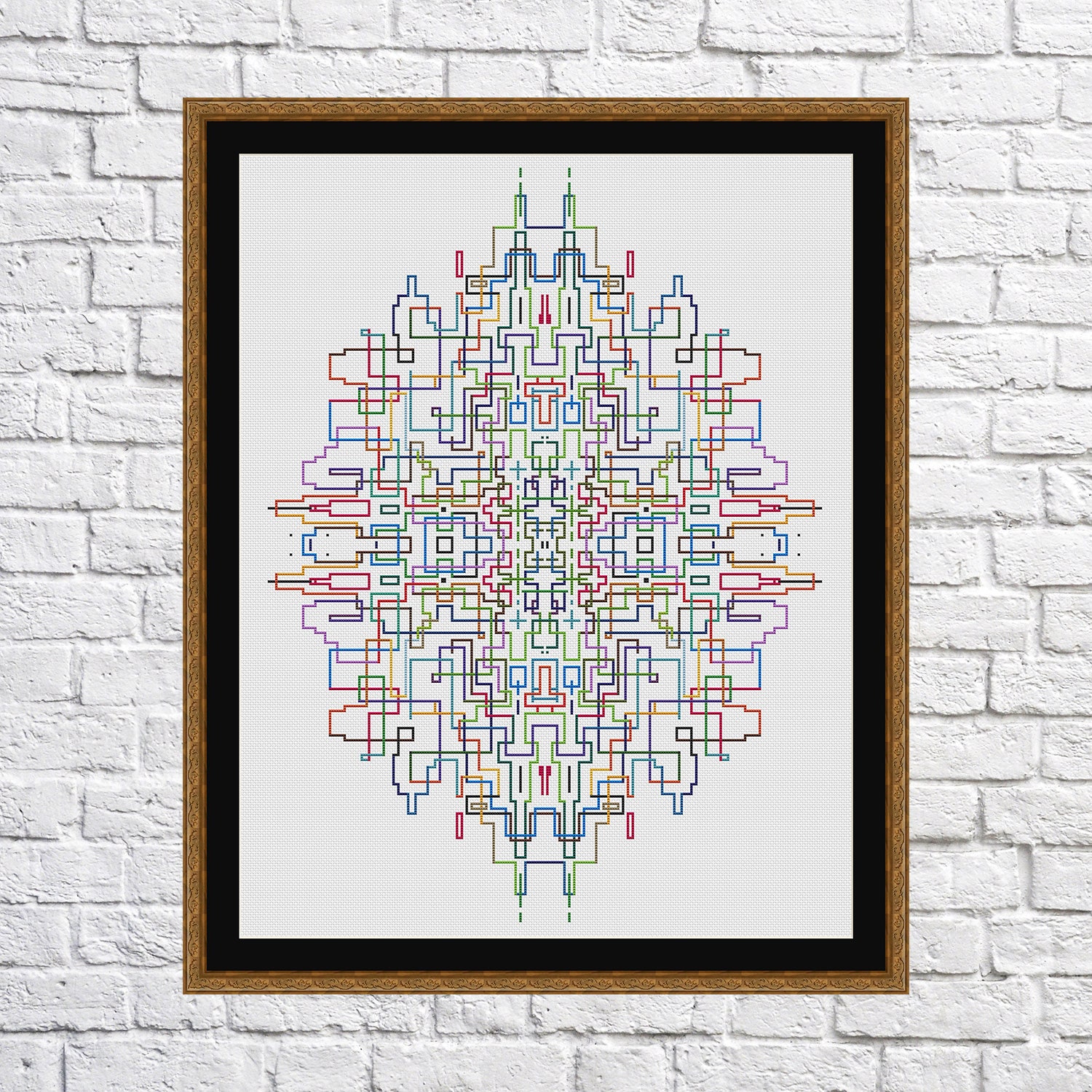 Abstract geometric design cross stitch pattern without