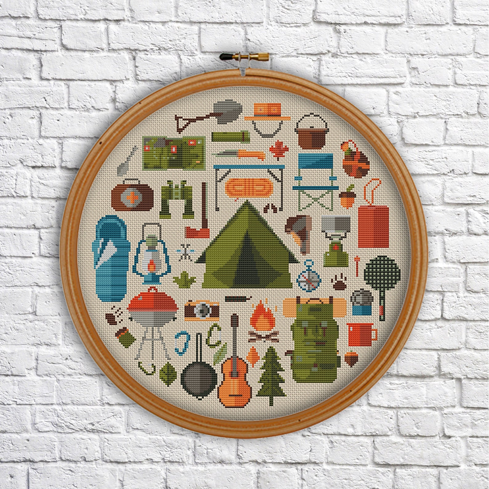 Camping cross stitch pattern Nature modern cross stitch Etsy