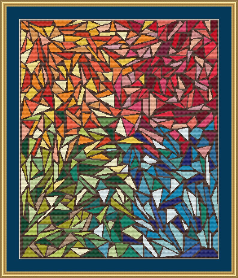 Abstract Triangle Design Cross Stitch Pattern Geometric - Etsy