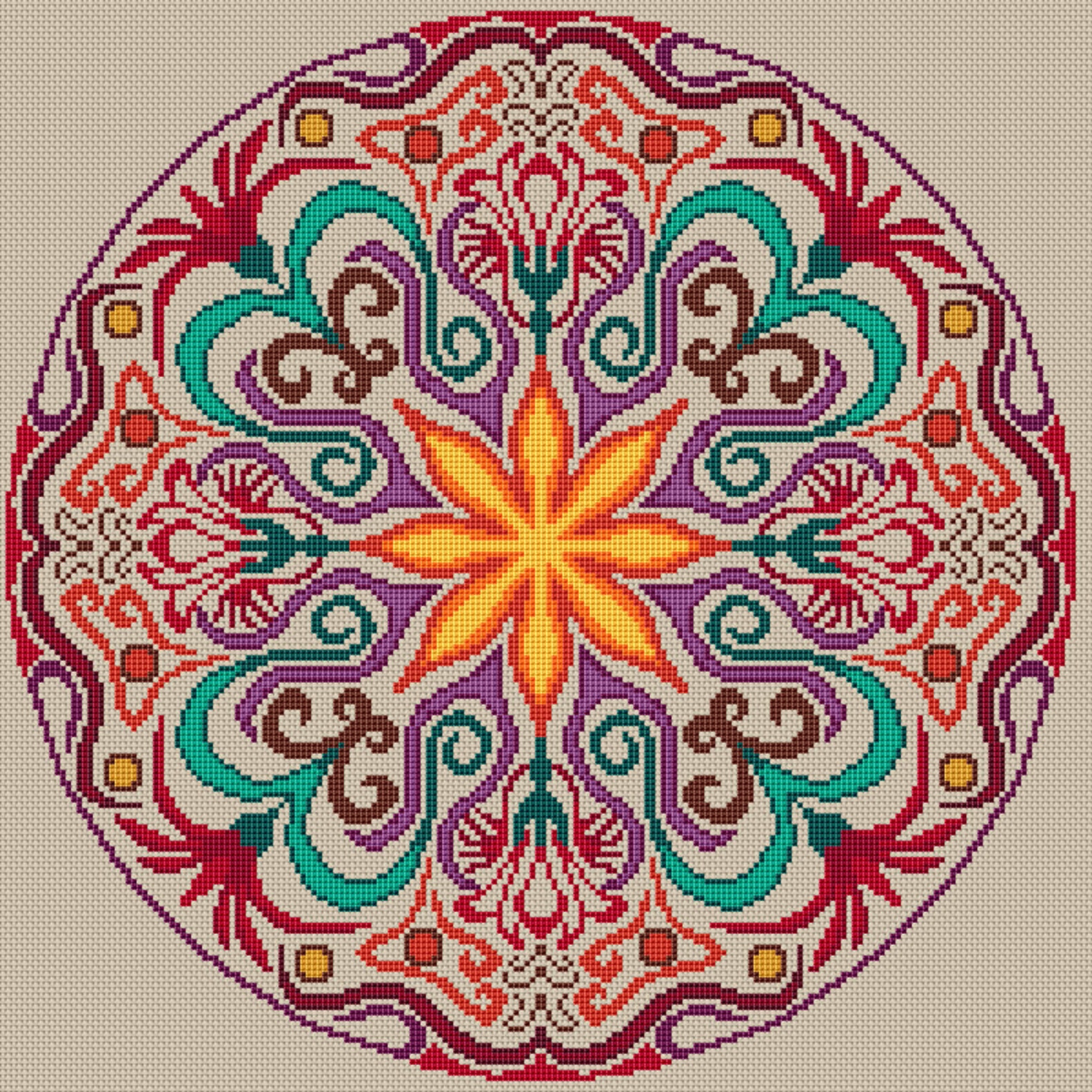 Mandala Cross Stitch Pattern Flower Designmodern Cross Etsy