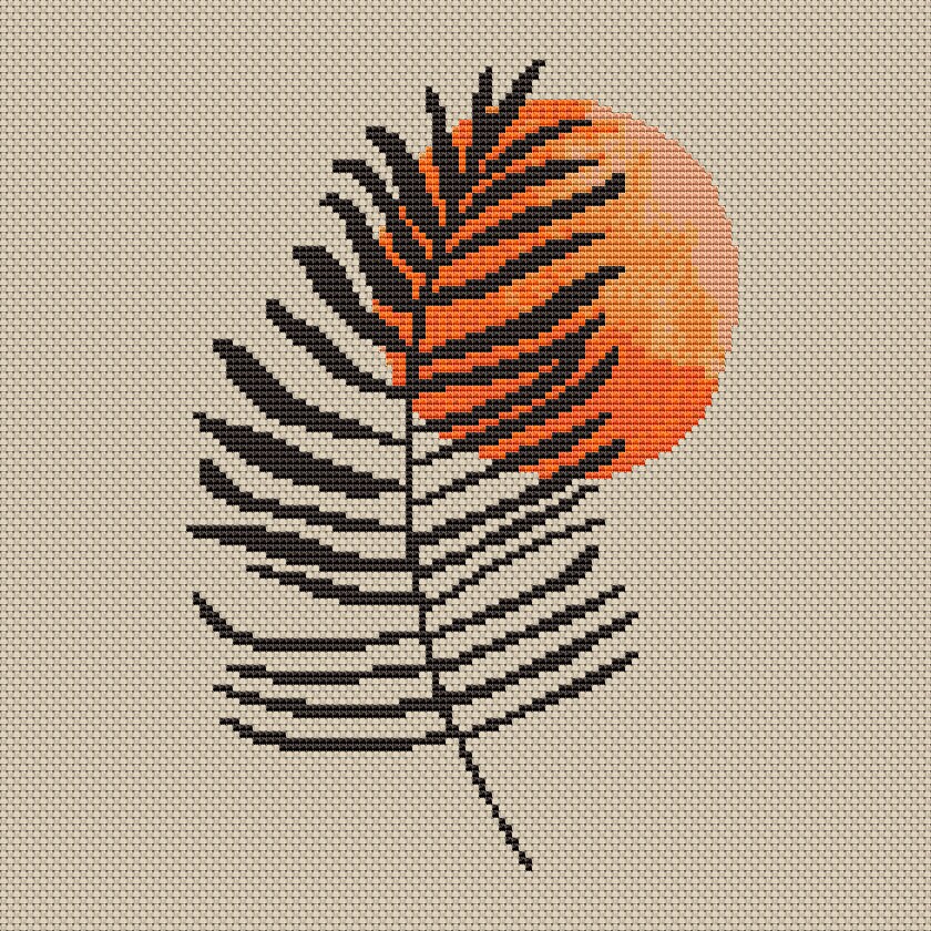 Minimal art cross stitch pattern Sunset modern cross stitch Etsy