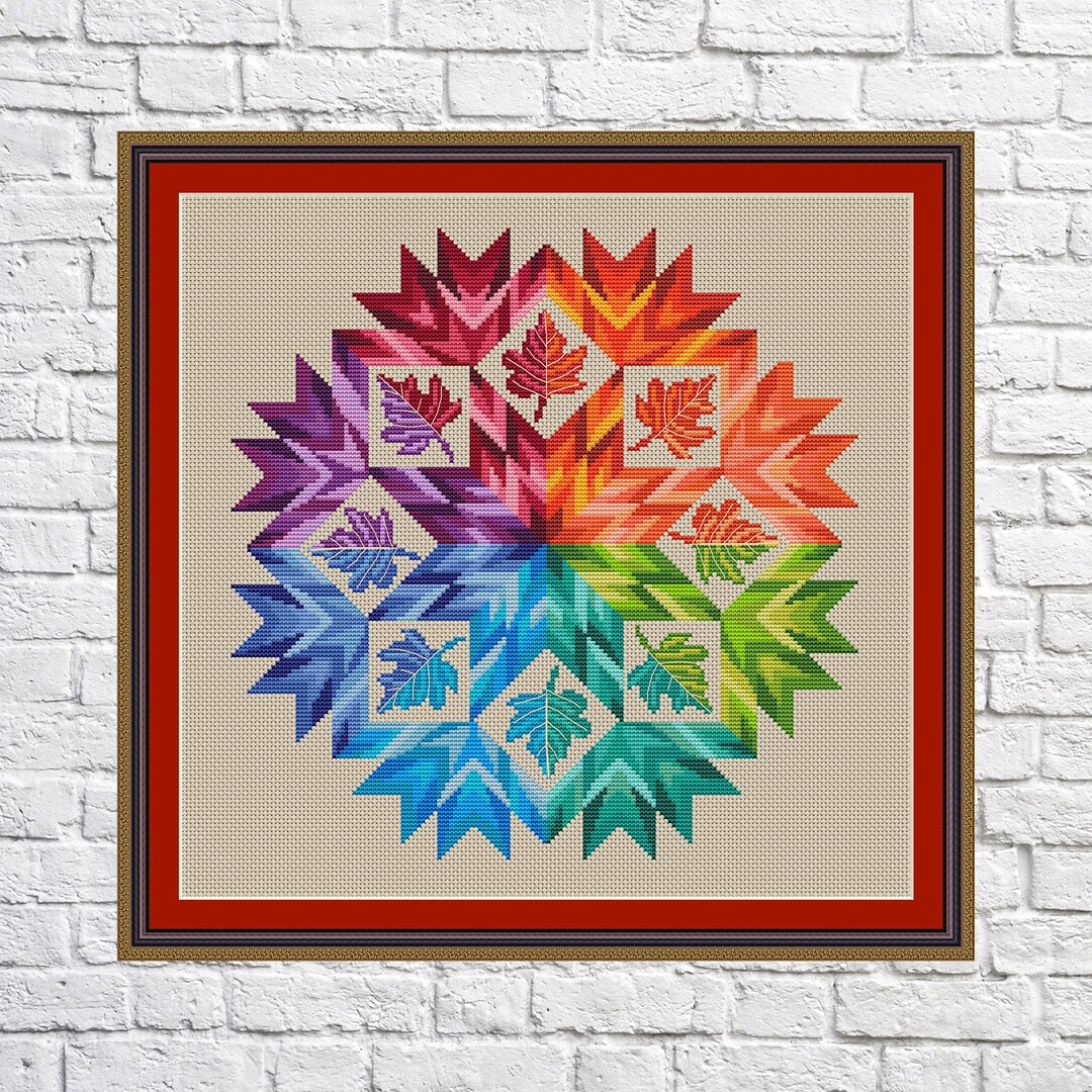 Mandala Cross Stitch Pattern Geometric Design Rainbow - Etsy