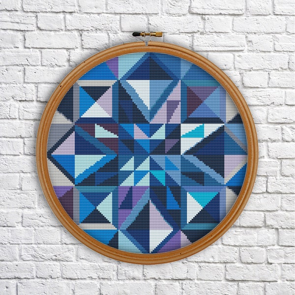 Blue Diamant, cross stitch pattern, Geometric design, modern cross stitch, PDF, instant download, Geo37