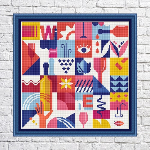 Abstract Geometric Design Cross Stitch Pattern Modern Cross - Etsy