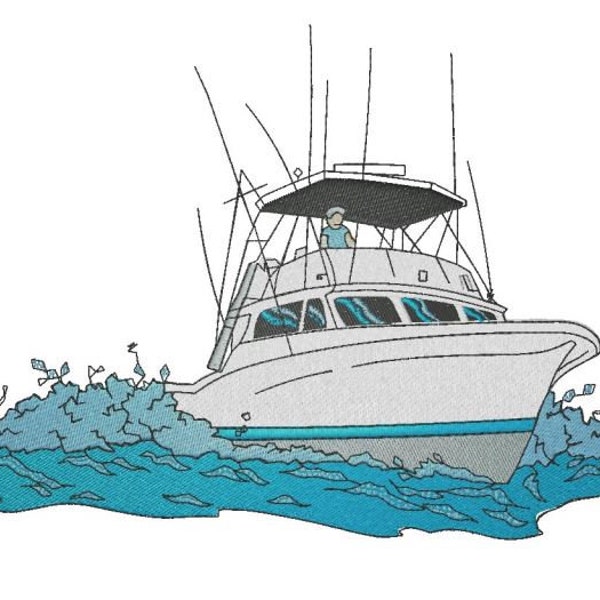 Fishing Boat Embroidery Designs Etsy