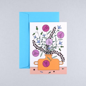 Wenskaart bloemen / vouwkaart met envelop / bloemrijke groeten sturen
