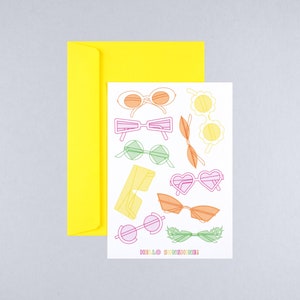 Hello Sunshine ansichtkaart/wenskaart met envelop/cadeaukaart/kaart met spreuk/stuur een goed humeur