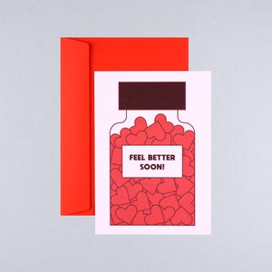 Briefkaart Voel spoedig beter! / Beterschap / Wenskaart met envelop / Beterschapswensen versturen