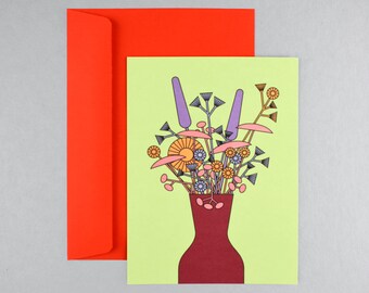 Blumenstrauß Postkarte mit Briefumschlag Grusskarte Grüße Einladung