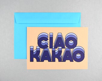 Ciao cocoa postcard greeting card with envelope farewell