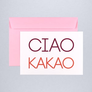 Cartolina Ciao Cacao / Biglietto d'auguri con busta / Biglietto d'addio