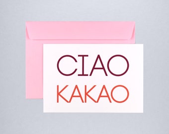 Postkarte Ciao Kakao / Grusskarte mit Briefumschlag / Abschied Karte