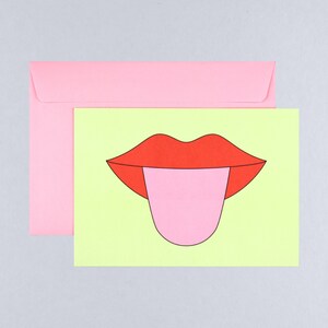 Ansichtkaart met tong uitsteekt/wenskaart met envelop/cadeaukaart/stuur een brutale stemming
