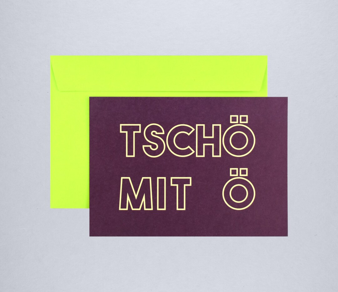 Postcard Tschö With Ö / Greeting Card With Envelope / Farewell Etsy
