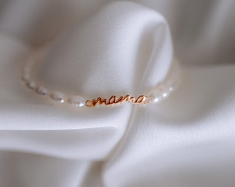 Perlenarmband, Mama Schmuck, Echtsüßwasserperlen 925 Silber 18k vergoldet, Armband, Geschenk Mama, Geburtsgeschenk Echtschmuck