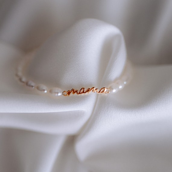 Perlenarmband, Mama Schmuck, Echtsüßwasserperlen 925 Silber 18k vergoldet, Armband, Geschenk Mama, Geburtsgeschenk Echtschmuck