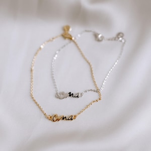 Pulsera Oma Oro 18k vergoldet y plata 925 Echtschmuck Schriftzug Geschenk elegante schlicht Muttertag