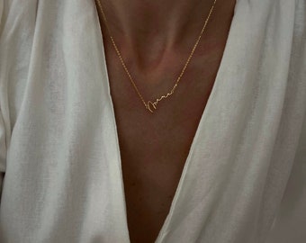 Mama Schmuck, Mama Kette, 18k Gold 925 Silber, Geburt Geschenk, Elegant Fein Schriftzug, Muttertag