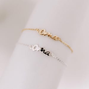 OMA Zartes Armband Verbinder Schriftzug 18k vergoldet 925 Silver Armkette Geschenk Großmutter Oma Gold
