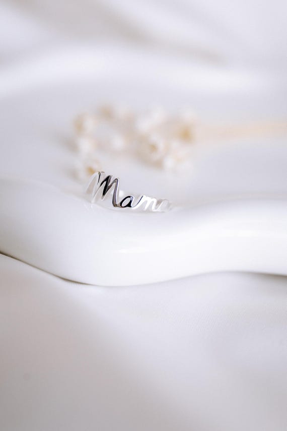verstellbarer Mama Ring, gold & silber, Mama Schriftzug, alltäglicher Echtschmuck, Muttertag, 18k vergoldet 925 silber, Mama Schmuck