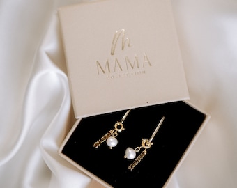 Mama Perlen Ohrringe mit Anhänger personalisiert elegant Geschenk Charm Muttertag