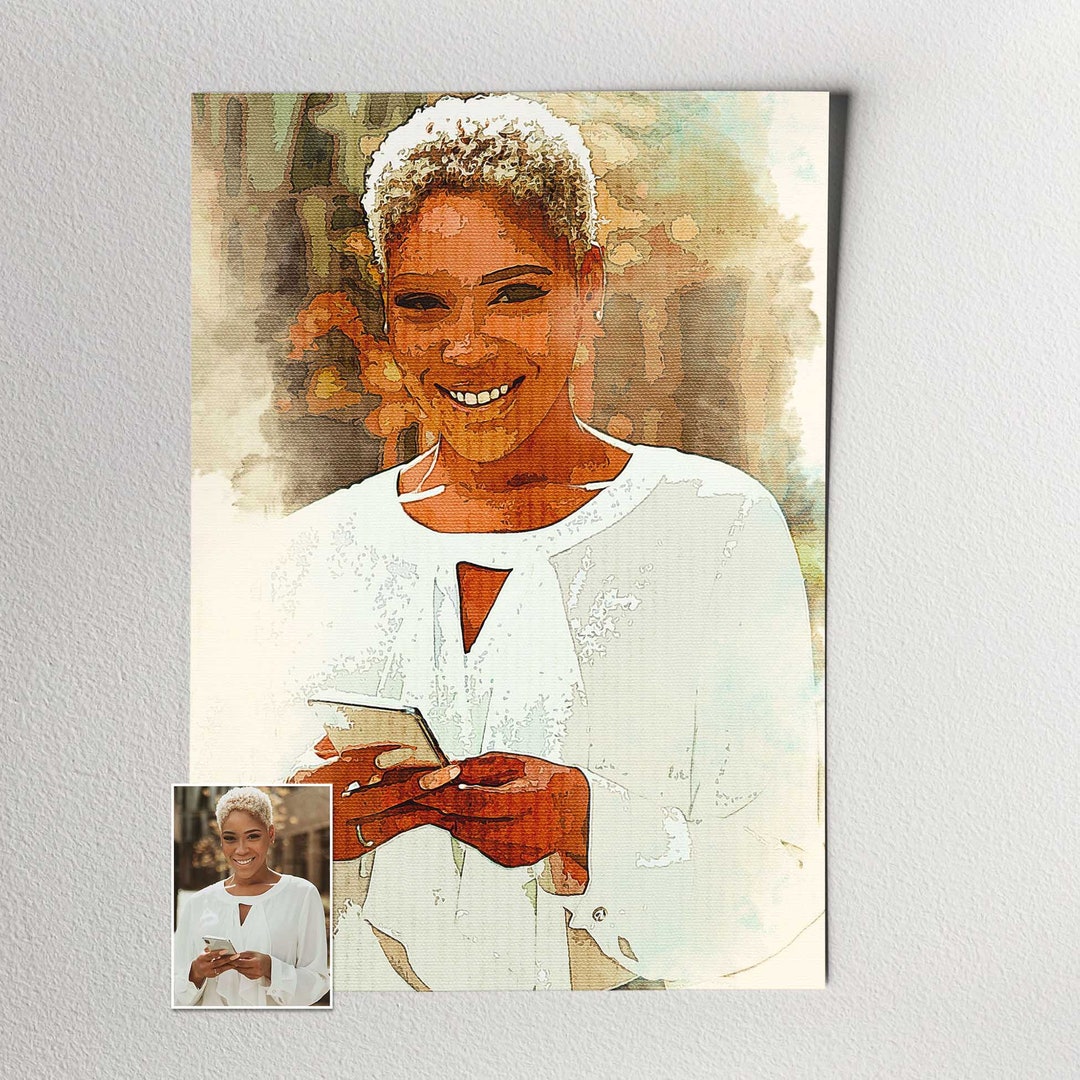 Personalised Photo Watercolour Art Print Gift, Kitchen Girlfriend