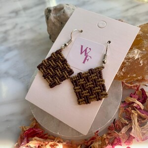 Geometric Macrame Earrings, Unique Boho Earrings, Woven Dangle Earrings, Artisan Jewelry, Handmade Jewelry, Women Earrings, Unique Gift Idea