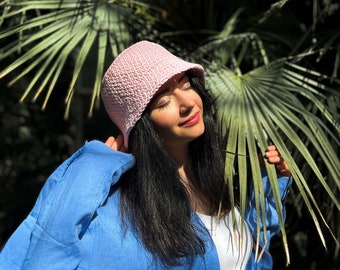 Light pink sun hat, Fashion hat, Foldable hat, Bucket hat, Trendy Panama hat, Crochet hat, Sun hat, Classic panama hat, Beach hat, Beach hat