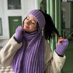 Lavender Hat and Scarf Set - Etsy display picture 3