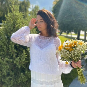 Wedding sweater, Bridal mohair sweater, Handknit sweater, Bridal sweater, Bridal mohair sweater, Summer sweater, Wedding mohair sweater