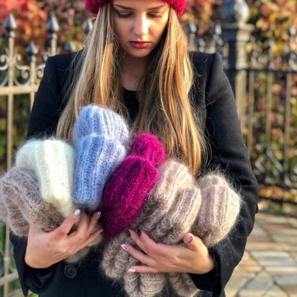 Bonnet en mohair, Bonnet en grosse maille, Bonnet femme, Bonnet d'hiver chaud, Cadeau pour elle, Bonnet en grosse maille, Chapeaux de luxe, Bonnet pour femme, Accessoires d'hiver, Chapeaux