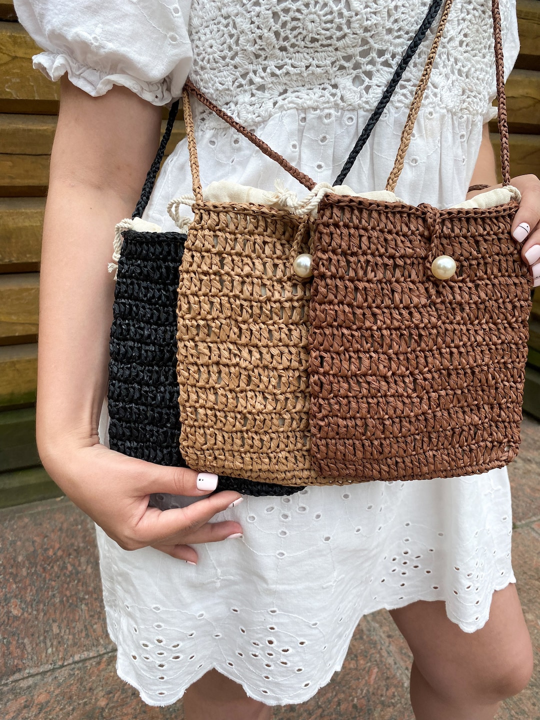 ショルダーバッグ・ポシェット [Slowslowly] Camellia Handmade Crochet Raffia Shoulder Bag ショルダーバッグ・ポシェット [Slowslowly] Camellia Handmade