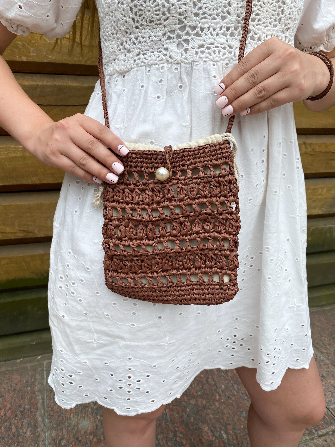 Ecofriendly bag Straw beach bag Crossbody phone bag Etsy