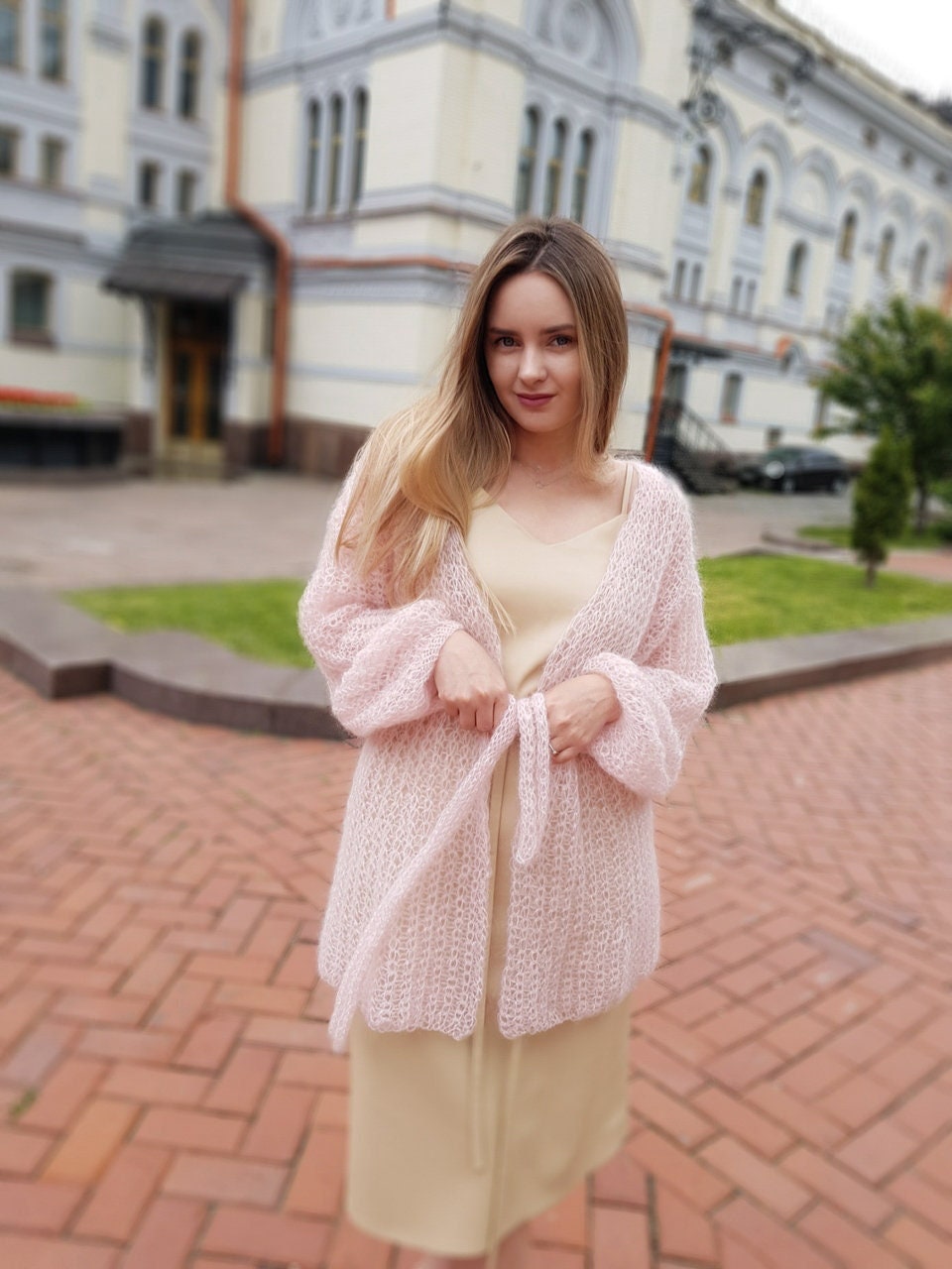 Light Pink Mohair Cardigan Sexy 